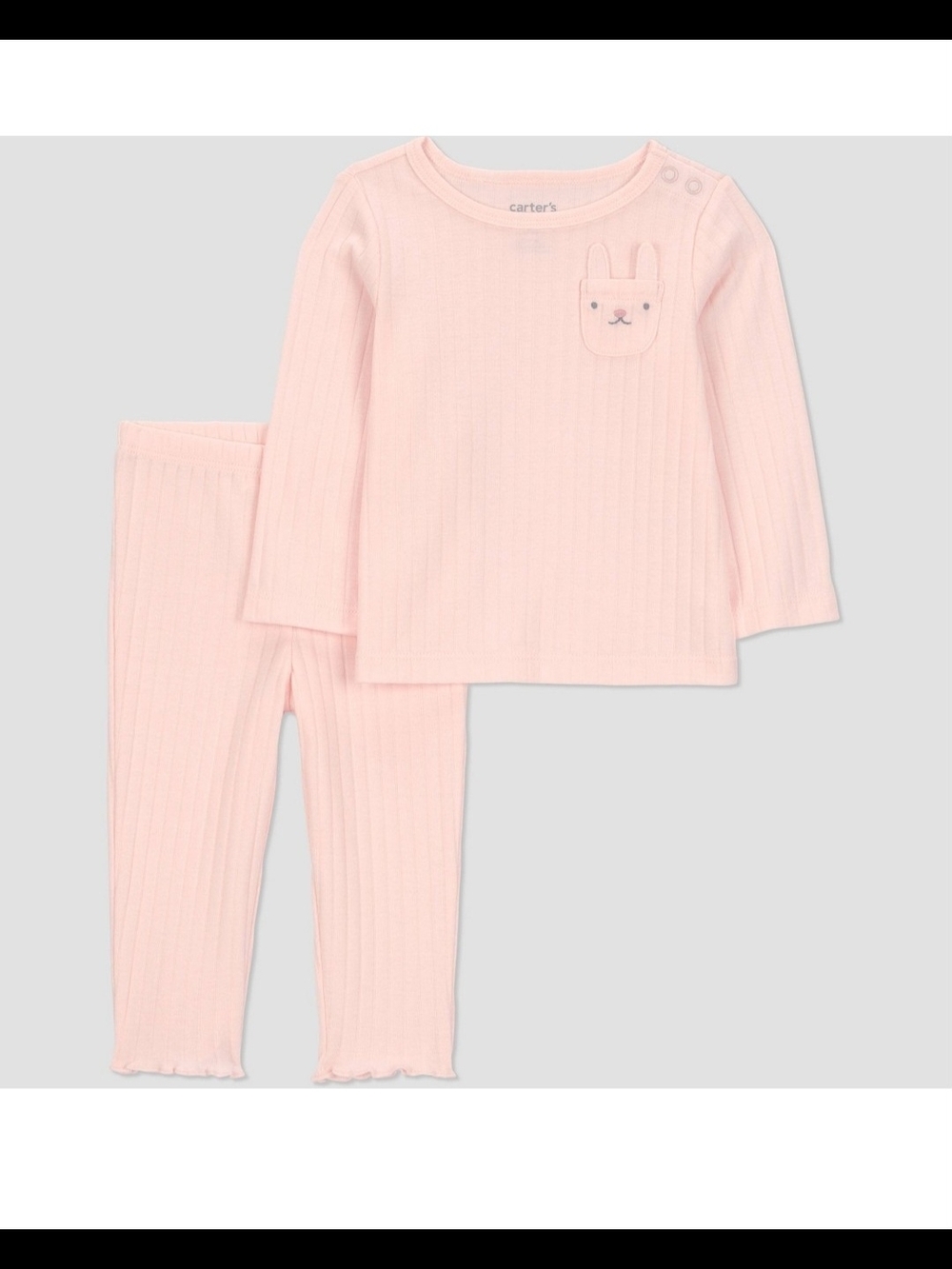 NEW Carter’s 2pc Bunny Pocket Ribbed Set - Pink Multi Sizes (NB & 3M) - Picture 1 of 12